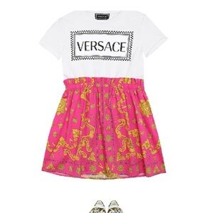 Versace Kids White and Pink Tee Dress